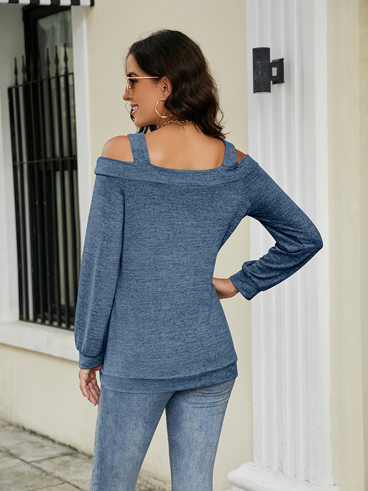 Shoulder Cutout Square Neck Blouse