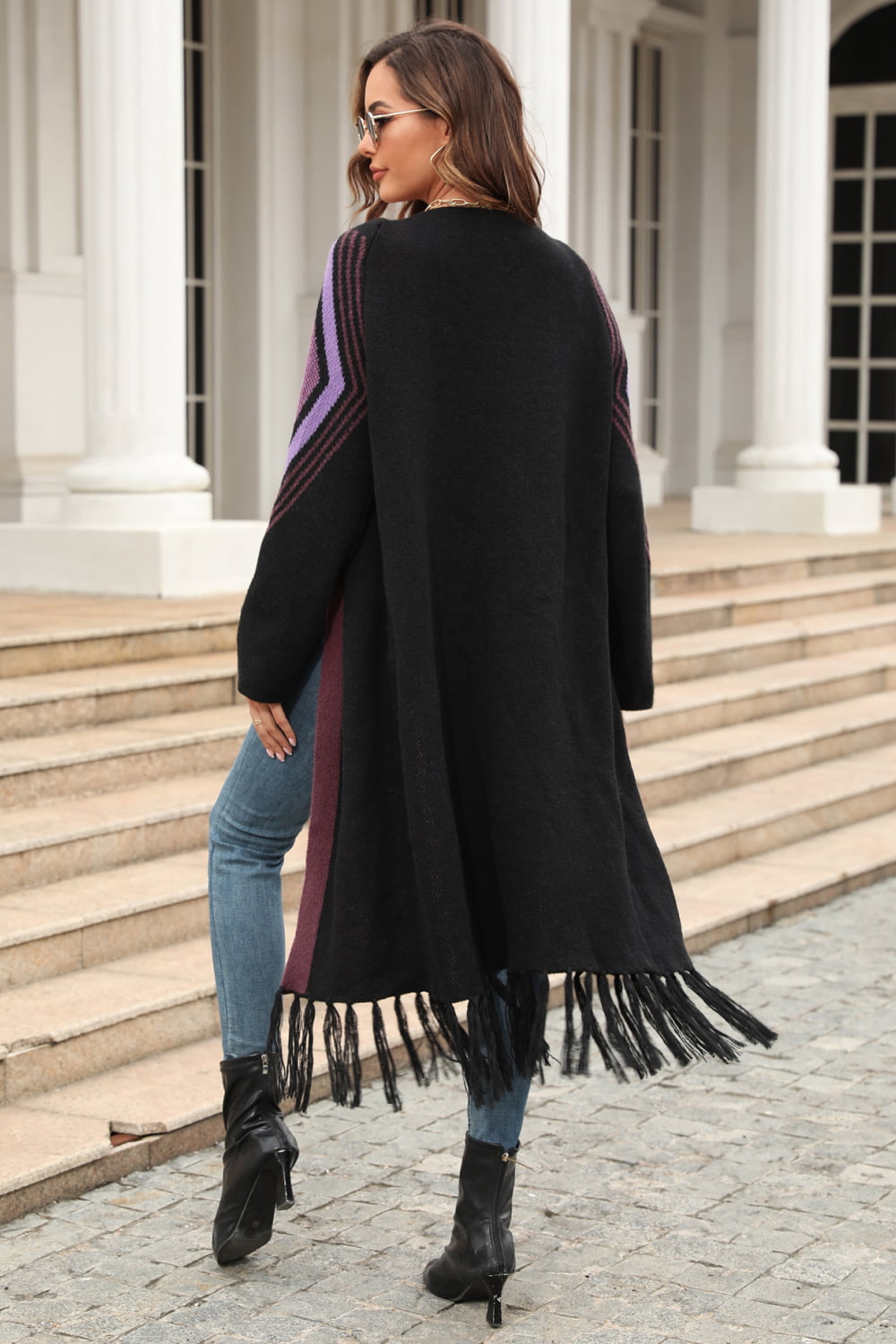 Cozy soft Fringe Hem Open Front Duster Cardigan