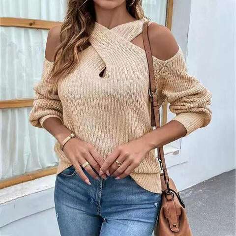 A Sexy Crisscross Cold-Shoulder Sweater