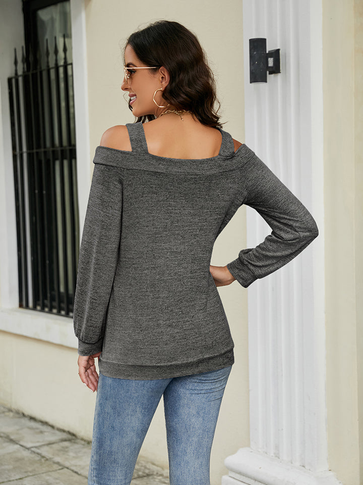 Shoulder Cutout Square Neck Blouse